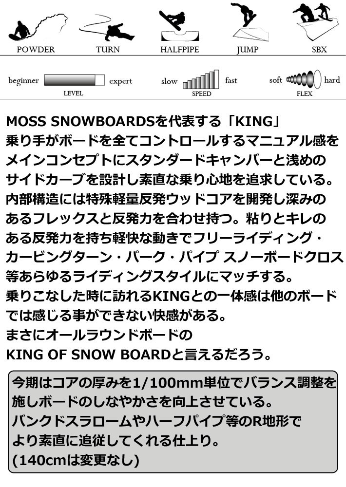 [早期予約] 23-24 MOSS モス KING キング スノーボード 140cm 144.5cm 147.5cm 151cm 154.5cm  157.5cm 158.5cm 160cm オールラウンド スノボ 板 送料無料 日本正規品