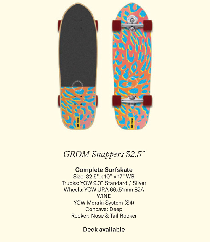 YOW SURFSKATE ヤウ GROM SNAPPERS 32.5インチ [48] サーフスケート MERAKI SYSTEM S4  グロムシリーズ ロングスケートボード コンプリート サーフィン スケボー ト キッズ レディース 練習