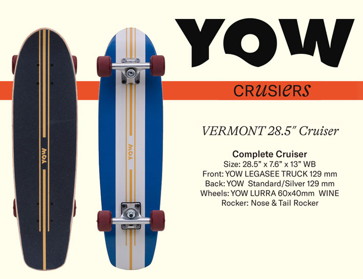 YOW SURFSKATE ヤウ VERMONT 28.5インチ [3] サーフスケート CRUSIERS クルーザー ロングスケートボード  コンプリート サーフィン スケボー トレーニング 練習 日本国内正規品