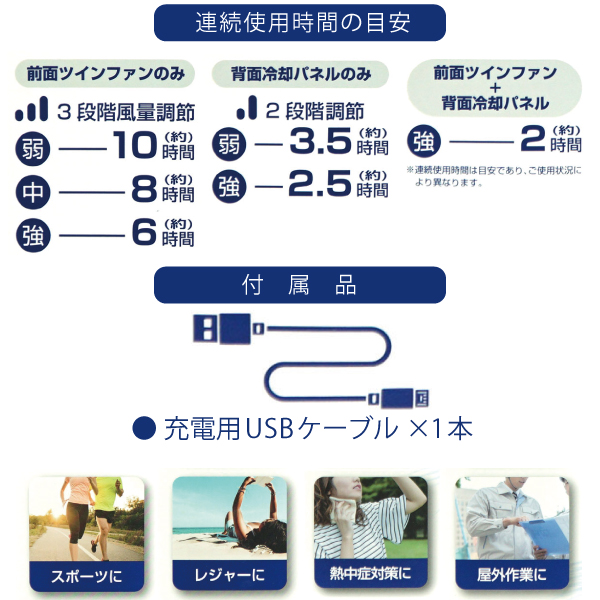 [緊急値下げ！]首掛け扇風機 USBハイブリッドネッククーラー 冷却チップ USB充電 熱中症対策 ポータブルファン